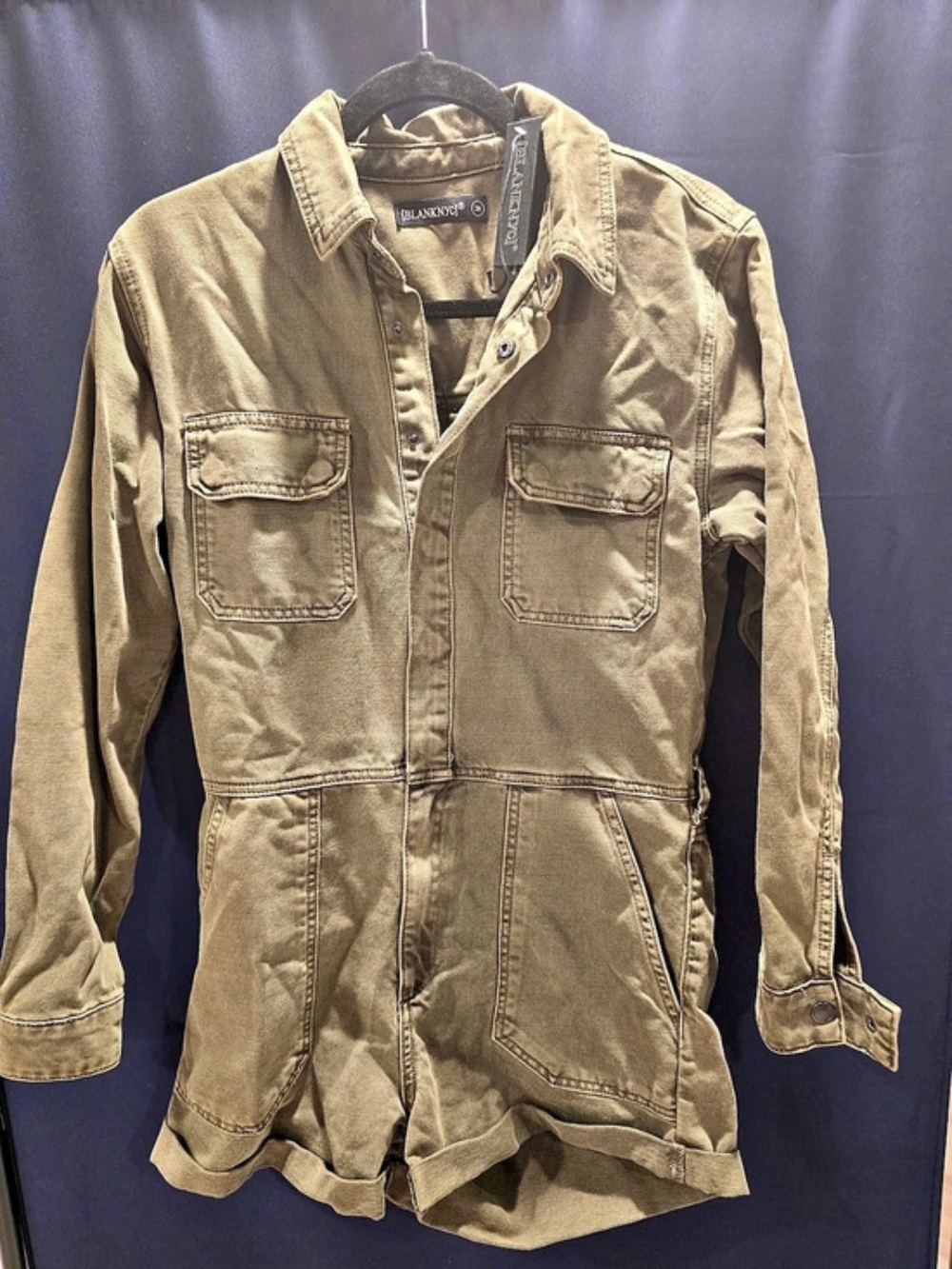 BLANKNYC Utility Romper in Brown Waist 26